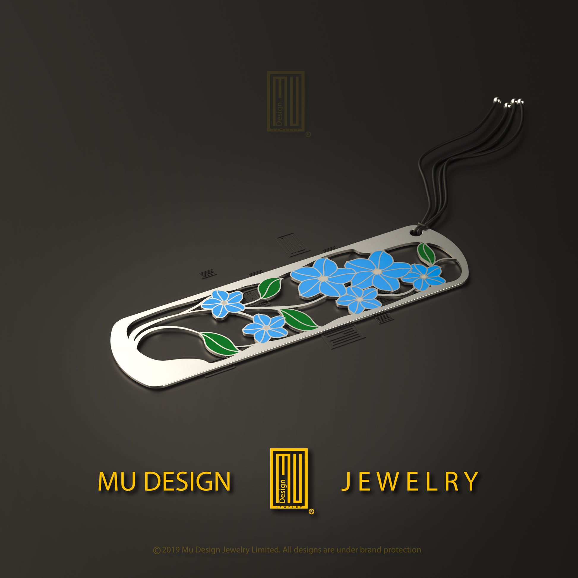 a metal object with blue flowers on it