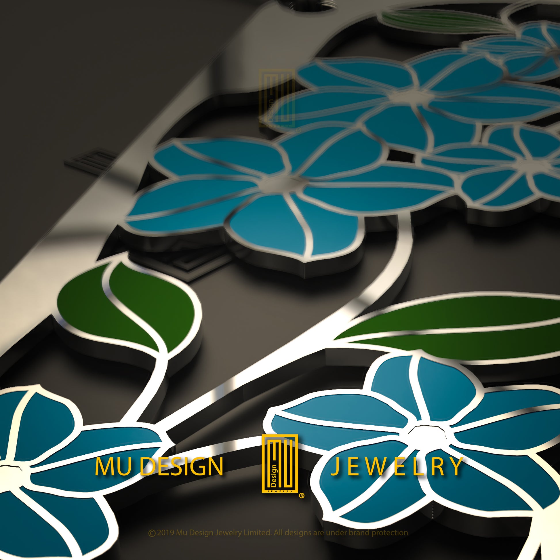 a close up of a metal object with flowers on it