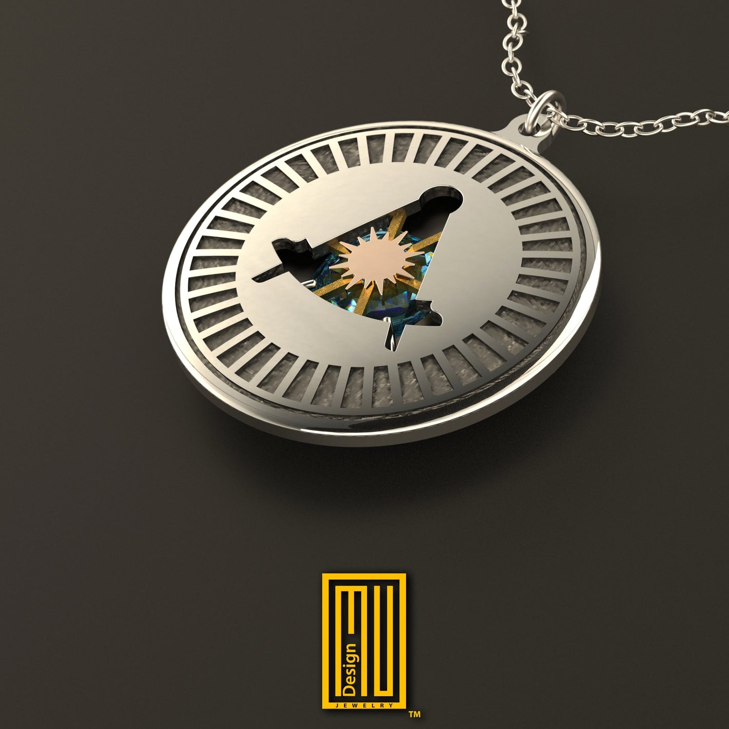 Masonic Pendant for Past Master with Gemstone