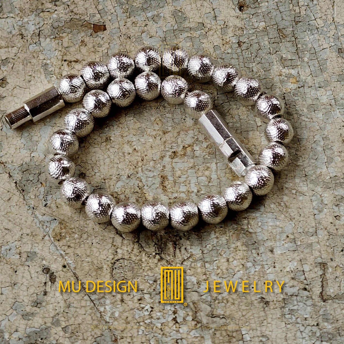 Solid Sterling Silver Bracelet with Hammer Effect Finish