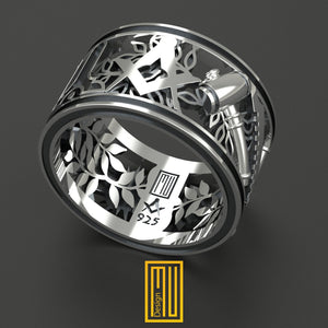 Ring With Acacia Symbols and All Working Tools