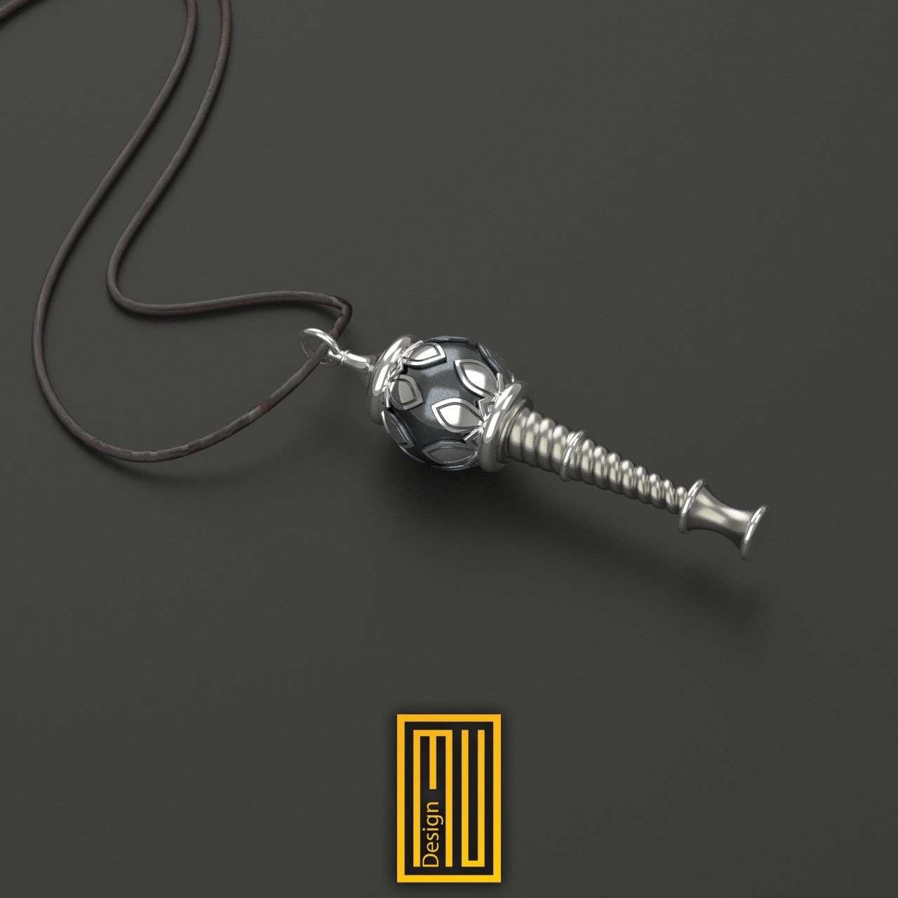 Golden or Silver Pendant Indian Mystic Hanuman's Gada