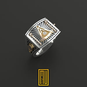 Past Master Ring with a Diamond on Sun