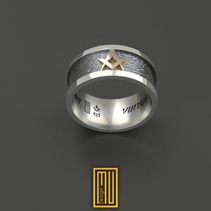 Band Style Ring with S&C, Hammered Background