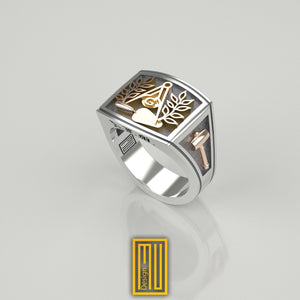 Masonic Ring With Golden Tools