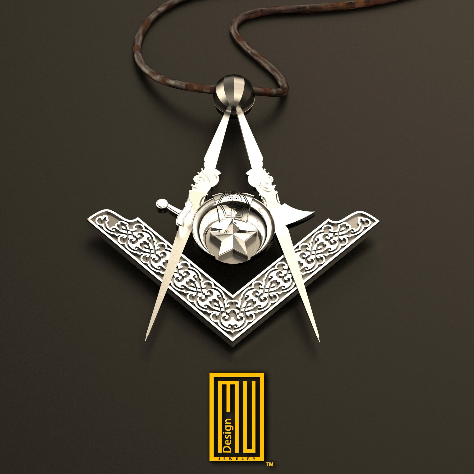 AAONMS Shriner scimitar pendant in sterling silver