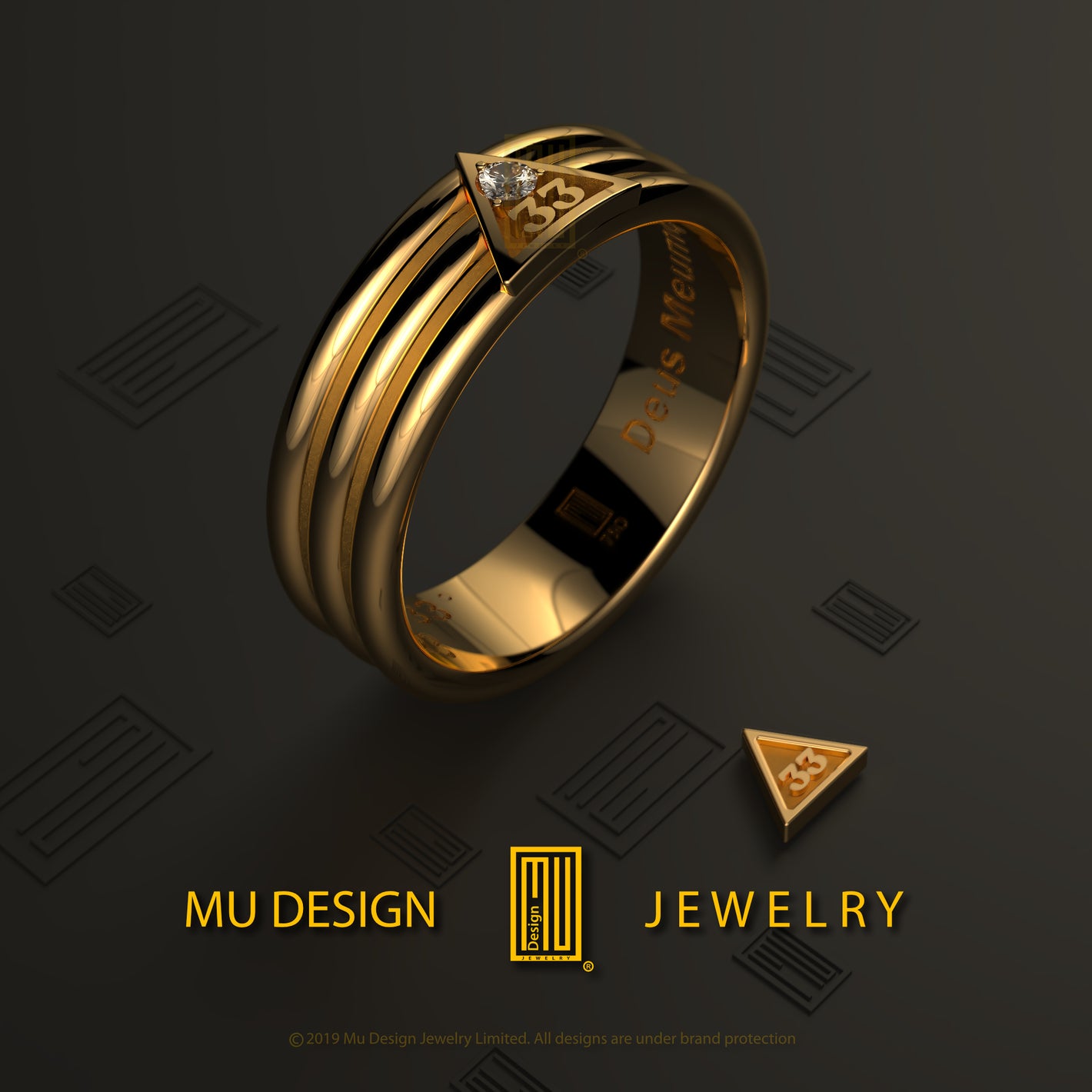 Custom design 33rd ring and golden 33rd triangle