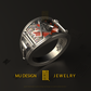 Ring with Enameled Maple Leaf