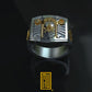 Solomon's Temple Archway Ring, 14k rose gold symbols on sterling silver
