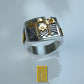 Solomon's Temple Archway Ring, 14k rose gold symbols on sterling silver