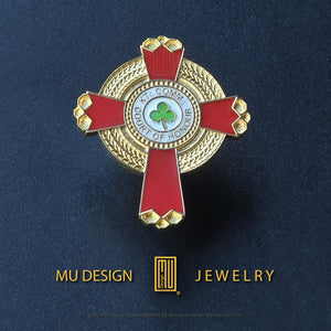 KCCH Court of Honour lapel pin in 925k sterling silver with 22k gold coating and red enamel cross