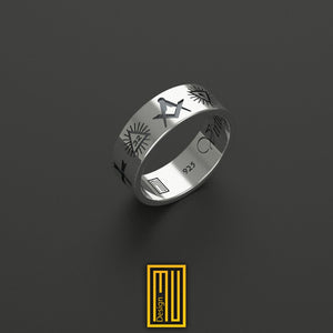 Silver body engraving Civil War Old Masonic Symbols