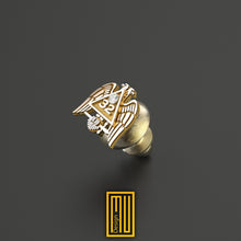 Scottish Rite 32nd Degree Lapel Pin with Real Diamond - Handmade Jewelry, Masonic Design, Mystic Gift
