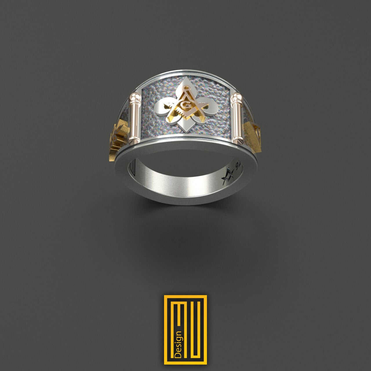 Band Style Ring with Fleur De Lis