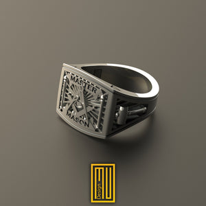 Masonic Ring 925k Sterling Silver - Master Mason Symbol - Unique Ring - Handmade Jewelry