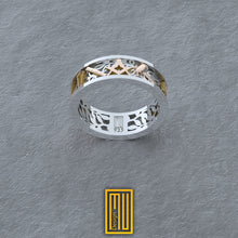 Masonic Anniversary Ring with 14k Rose Gold and Silver - Handmade Men's Jewelry