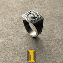 Golden Moon Ring with Finger Print - Handmade Freemason Jewelry - Esoteric & Mystic Ring