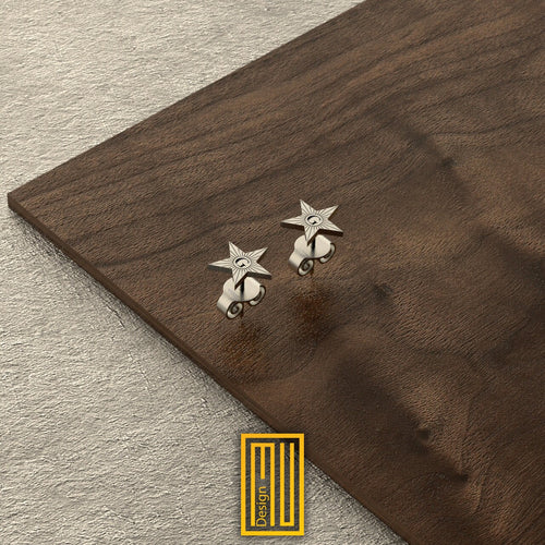 Masonic Earring Gold or 925k Sterling Silver Single and Set - Handmade Jewelry, Unique Design, Custom Gift