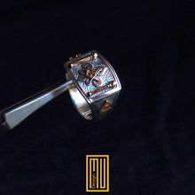 Masonic Ring with Fleur de Lis, 925k Solid Silver with 14k Rose Gold - Handmade Freemason Jewelry