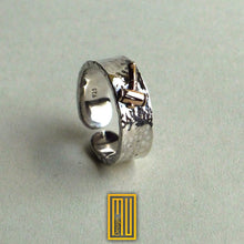 Ring for Worshipful Master With 14k Rose Gold Hammer - Masonic Ring, Handmade Men's Jewelry