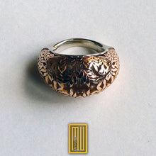 Ring with Acacia Dome 18K White and Rose Gold - Handmade Women's Jewelry, Unique Silver Ring, Anniversary Ring