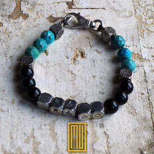 Masonic Bracelet Solid Sterling Silver and Black Onyx