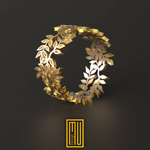 Anniversary Ring with Acacia Leaves