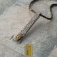 Necklace Sterling Silver Hammered Effect with Golden Symbols