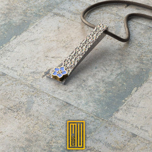 Masonic Necklace 925k Sterling Silver Hammered Effect with 14k Golden Symbols - Handmade Unique Gift, Masonic Jewelry, Aesthetic Gift