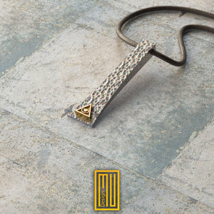 Masonic Necklace 925k Sterling Silver Hammered Effect with 14k Golden Symbols - Handmade Unique Gift, Masonic Jewelry, Aesthetic Gift