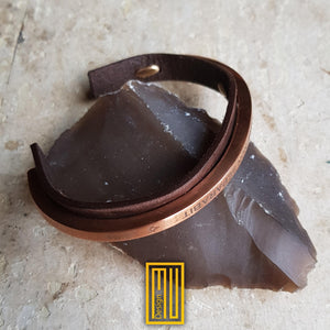 Masonic Copper Bracelet - Handmade Men's Jewelry,  Aesthetic Jewelry and Esoteric Jewelry for Men, Leather Bracelet