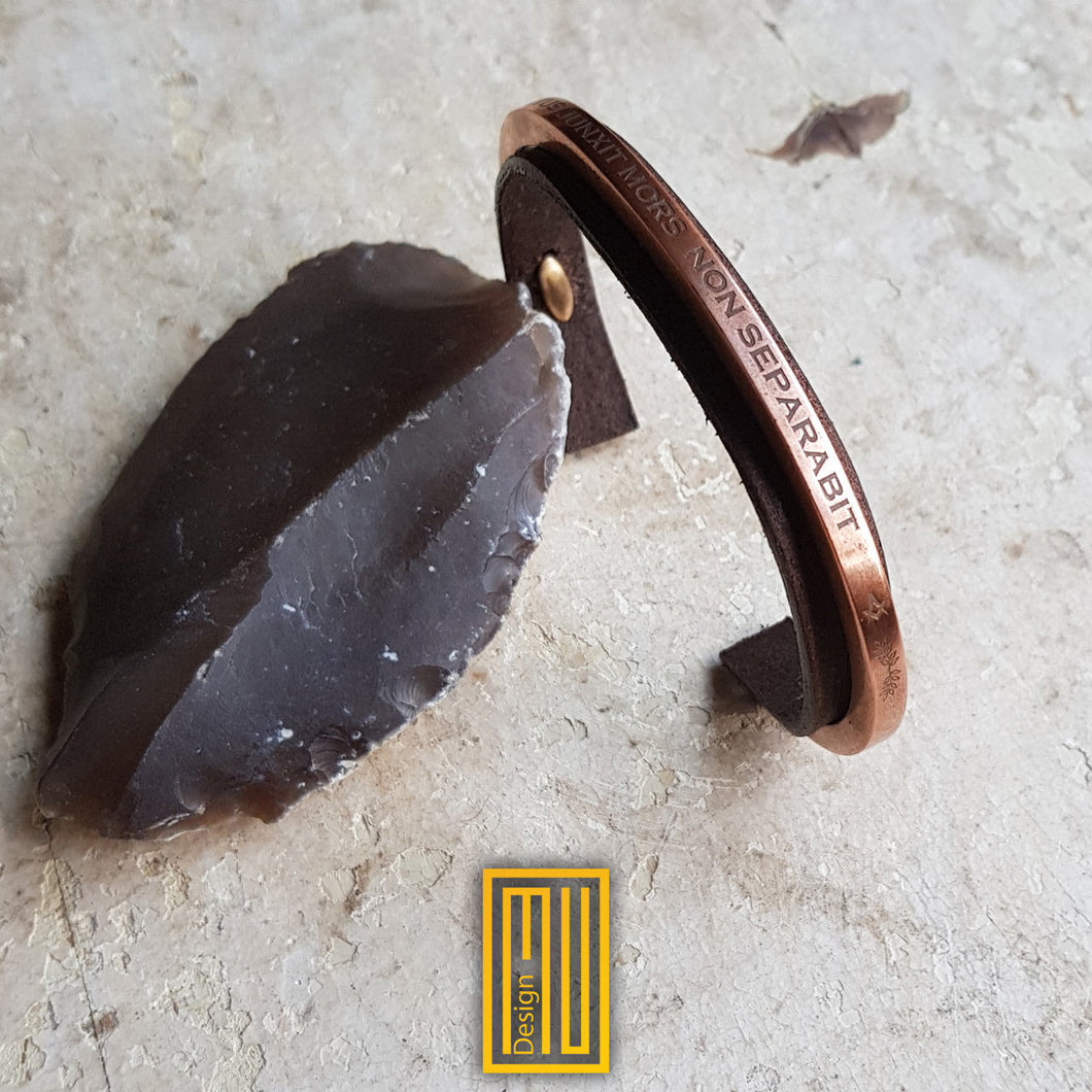 Masonic Copper Bracelet - Handmade Men's Jewelry,  Aesthetic Jewelry and Esoteric Jewelry for Men, Leather Bracelet