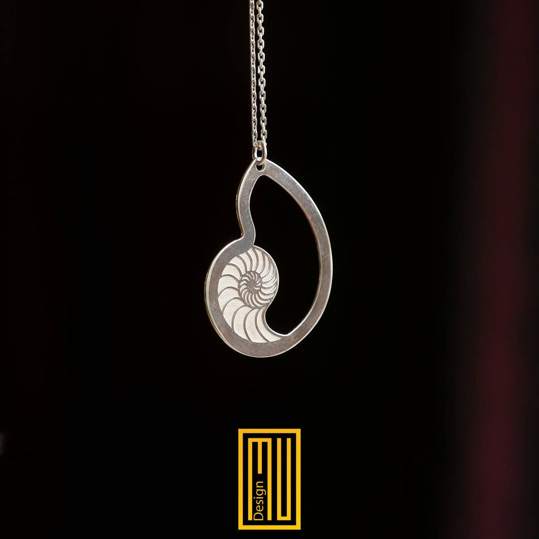 Nautilus Sign Necklace with Golden Ratio 925k Sterling Silver - Handmade Jewelry, Aesthetic and Unique Gift - Custom Design