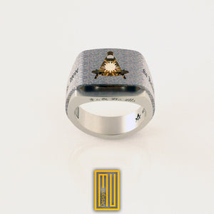 Past Master Ring with Golden Sun - Masonic Ring, Handmade Unique Esoteric Jewelry - Men's Jewelry