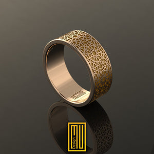 Ring with Seljukian Border, Rose and White Gold