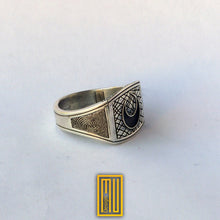 Golden Moon Ring with Finger Print - Handmade Freemason Jewelry - Esoteric & Mystic Ring