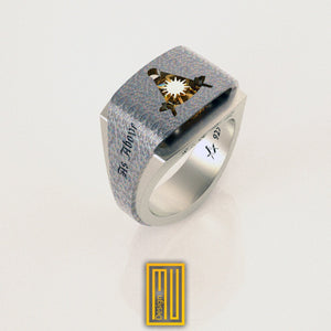 Past Master Ring with Golden Sun - Masonic Ring, Handmade Unique Esoteric Jewelry - Men's Jewelry