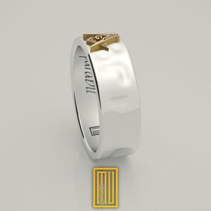 Masonic Ring 14k Rose Gold S&C, Main Body Hammered, White Gold or Sterling Silver - Handmade Men's Jewelry