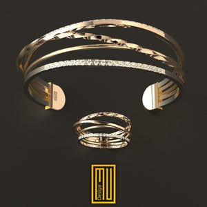 Bracelet with 38 Pieces Diamond 14k White, Yellow and Rose Gold -  Aesthetic Jewelry, Handmade Gold Jewelry