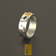 Masonic Ring 14k Rose Gold S&C, Main Body Hammered, White Gold or Sterling Silver - Handmade Men's Jewelry