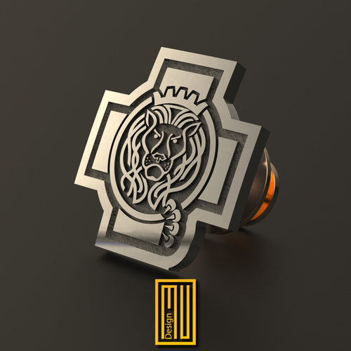 The Lion of Judah Lapel Pin - Handmade Jewelry, Masonic Design, Solid and Sterling Silver