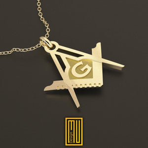 Master Mason Pendant With "G" or "All seeing Eye"  Silver and Gold - Handmade Jewelry, Masonic Pendant