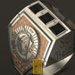 Ring with Lion of Golden Judah with Square and Compasses