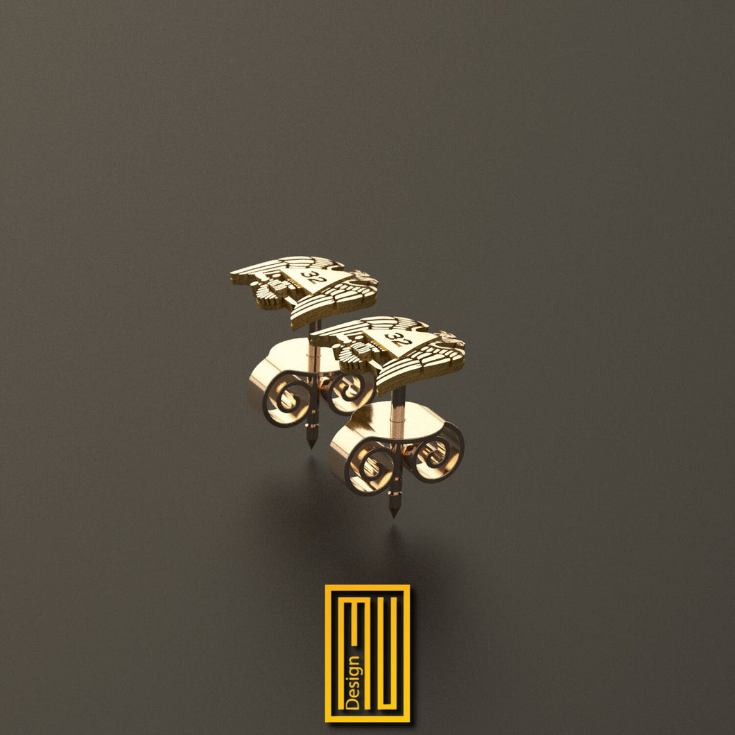 Scottish Rite 32nd Degree Earring 14k-18k or 925k Sterling Silver Single or Set - Handmade Jewelry, Mystic and Esoteric Gift