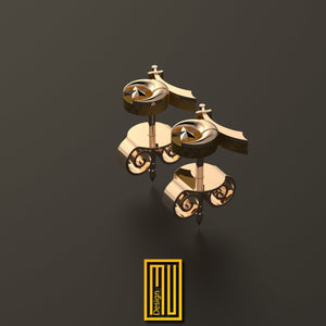AAON Mystic Shriner Earring 14k-18k or 925K Sterling Silver or Gold Single and Set - Handmade Jewelry, Masonic Design and Personalized Gift