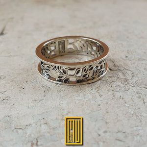 Masonic Anniversary Ring with White Gold or Silver -  Ring for Couples, Wedding Ring, Engagement Ring, Handmade Jewelry