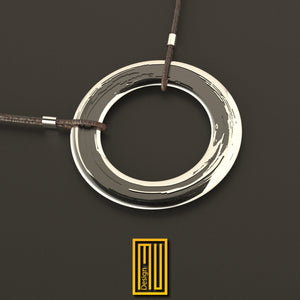 Zen Circle Pendant Gold or Sterling Silver - 925K Solid Sterling Silver, Masonic Gift