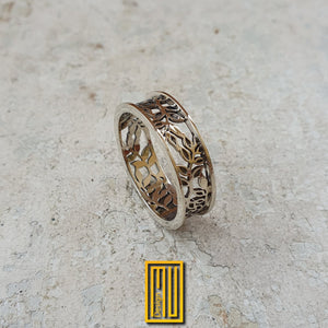 Masonic Anniversary Ring with White Gold or Silver -  Ring for Couples, Wedding Ring, Engagement Ring, Handmade Jewelry