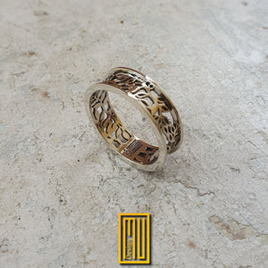 Ring with Acacia Leaves Thin