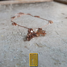 Golden Necklace and Earring Set with Acacia Leaves - 18k Rose Gold Chain - Handmade Jewelry - Custom Necklace